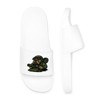 Bulldog char pilote militaire mascotte dessin animé art - Claquettes Homme - blanc - Devant