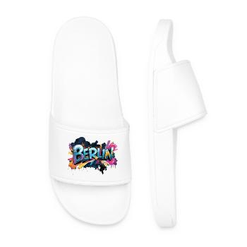 Berlin Graffiti Police Street Art Style Urbain - Claquettes Homme - blanc - Devant