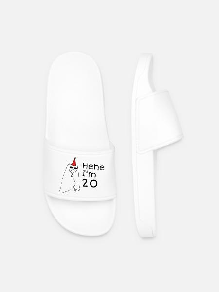 20th Anniversary - 20th Anniversary Gift - Men’s Pool Sliders - white