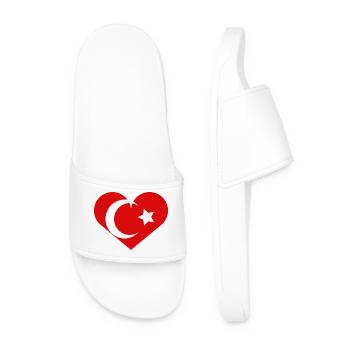 Heart-shaped Turkish flag - Men’s Pool Sliders - white - Front