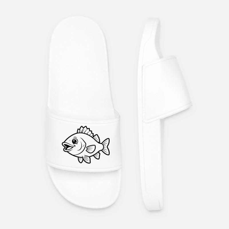 Page de coloriage de bandes dessinées Poisson Perch Mignon - Claquettes Homme - blanc