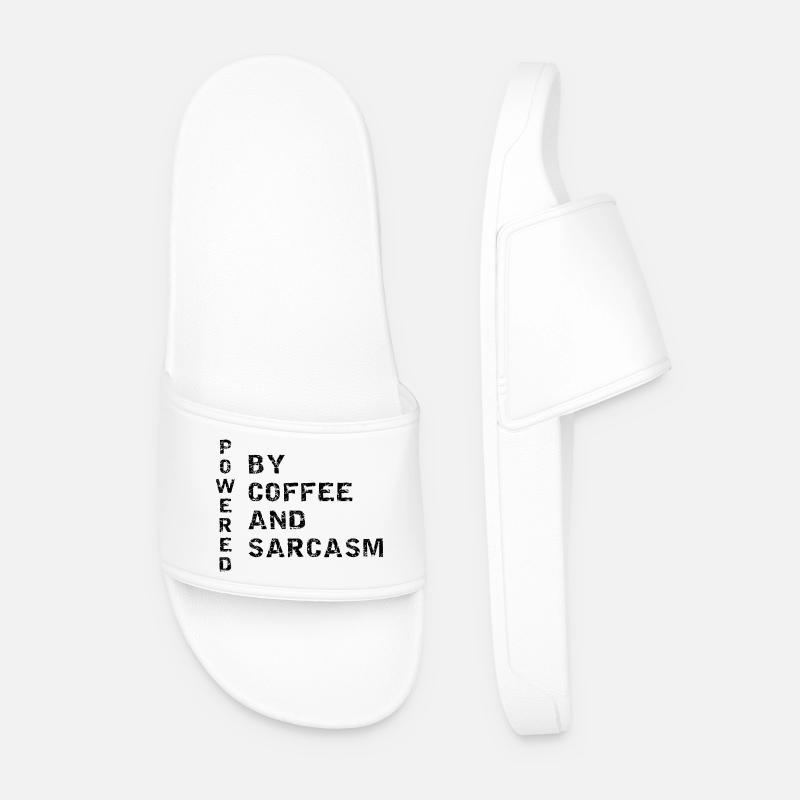 Powered By Coffee And Sarcasm - Men’s Pool Sliders - white