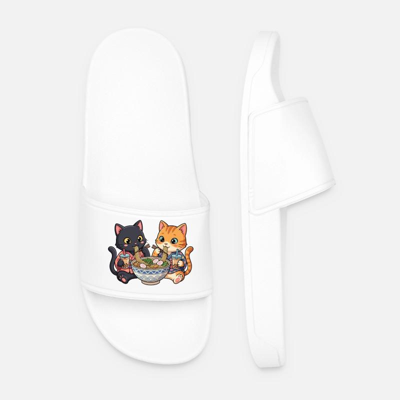 Cats Ramen Bubble Tea - Men’s Pool Sliders - white