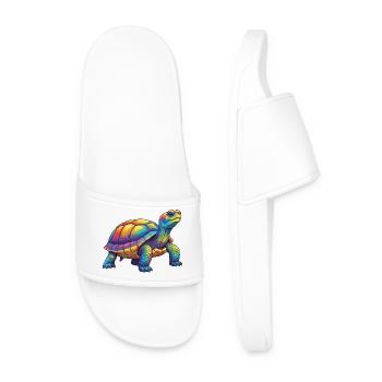 Bunte Turtle Rainbow Pop Art Aquarell - Männer Badelatschen - Weiß - Vorne