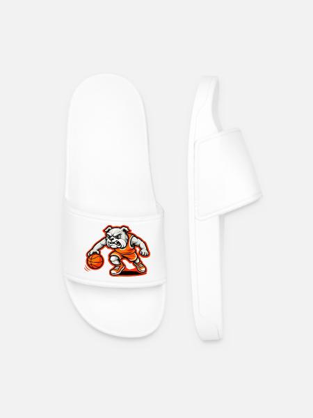 Bulldog Basketball Power-Dribbel-Maskottchen - Männer Badelatschen - Weiß