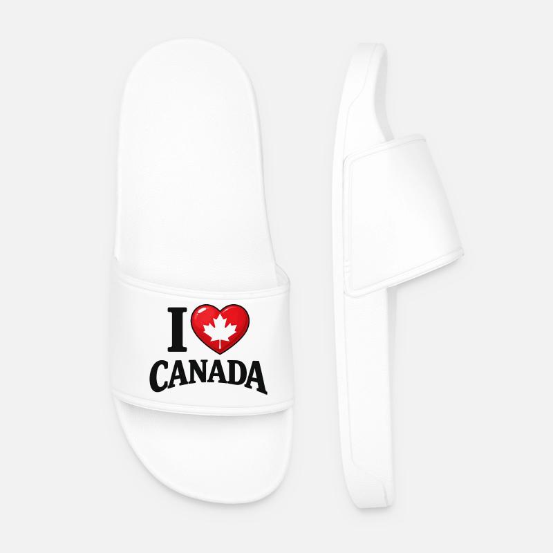 I Love Canada – Message avec feuille d'érable - Claquettes Homme - blanc