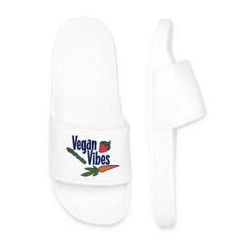 Vegan Vibes Veggie Logo - Men’s Pool Sliders - white - Front