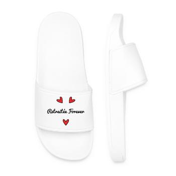 RETIRED. RETIREMENT. HAPPY RETIREMENT. CYCLING - Men’s Pool Sliders - white - Front
