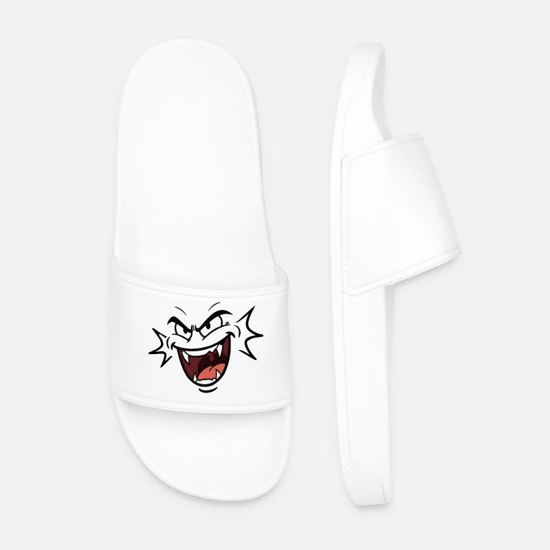Funny vampire face laughing pattern comic - Men’s Pool Sliders - white