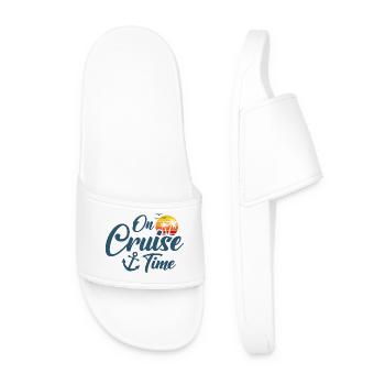 Summer Vacation On Cruise Time Cruising Trip - Men’s Pool Sliders - white - Front