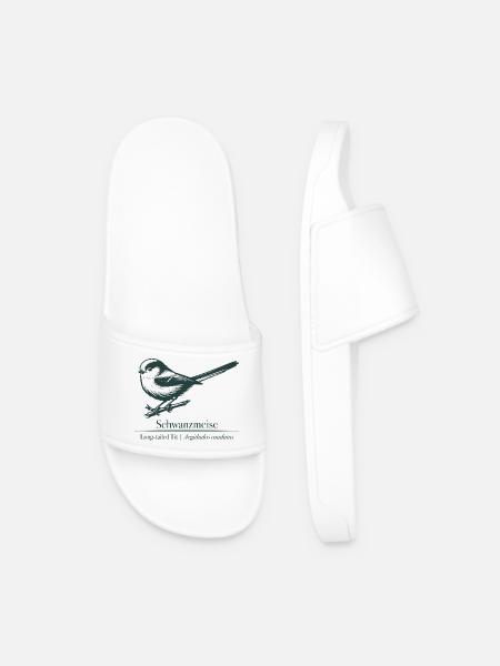 Long-tailed Silhouette | Ornithology | Drawing - Men’s Pool Sliders - white