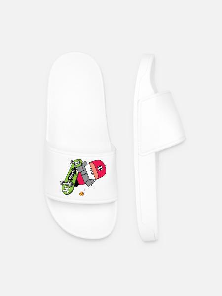 Neon Skate Panda Graphic - Men’s Pool Sliders - white