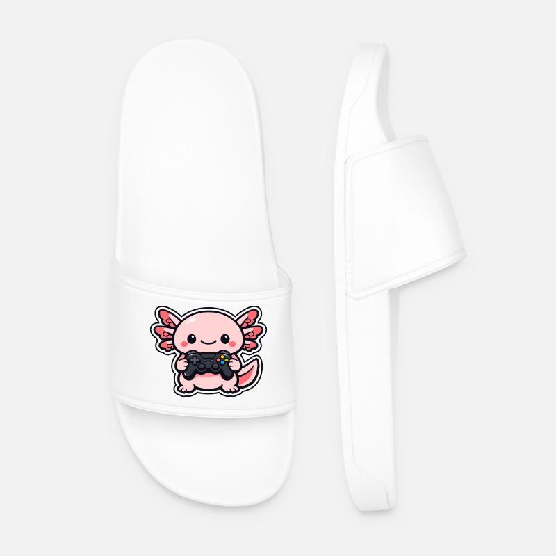 Kawaii axolotl mit Controller - Männer Badelatschen - Weiß