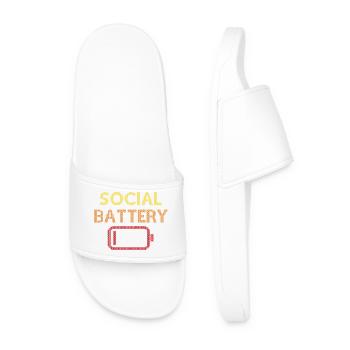 Social Battery Low - Men’s Pool Sliders - white - Front