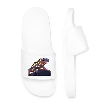 Lézard néon sur rochers - Design animalier coloré - Claquettes Homme - blanc - Devant