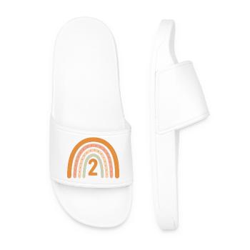 Second Birthday Rainbow - Men’s Pool Sliders - white - Front