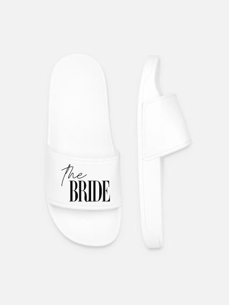 The Bride lettering - Men’s Pool Sliders - white