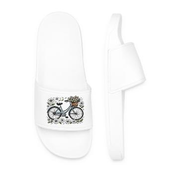 Vélo vintage avec panier de fleurs - Claquettes Homme - blanc - Devant