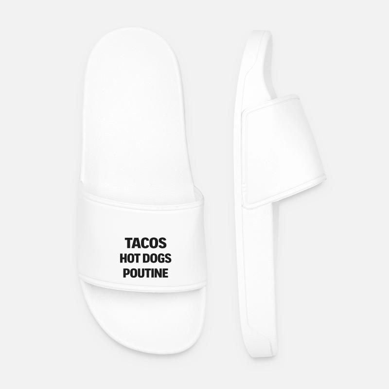 Tacos Hot Dogs Poutine - Men’s Pool Sliders - white