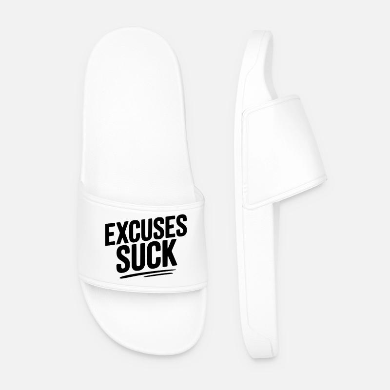 Excuses Suck - Men’s Pool Sliders - white