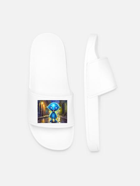 Blue funny and laughing monster - Men’s Pool Sliders - white