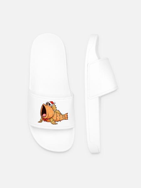 Funny Mudskipper - Christmas - Men’s Pool Sliders - white