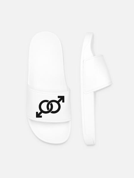 Intertwined Male Symbols - Men’s Pool Sliders - white