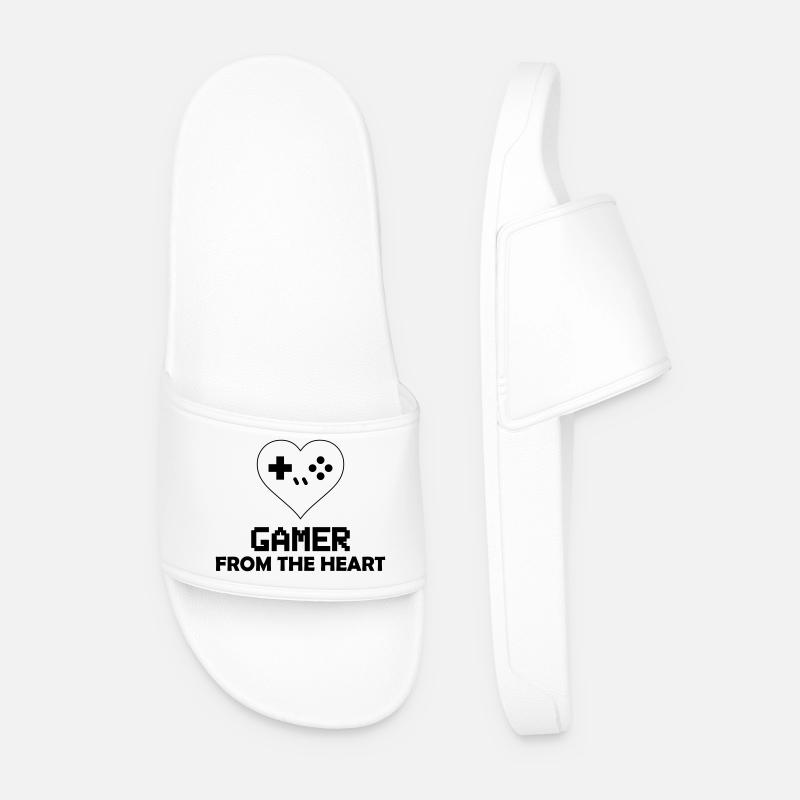 Gamer from the Heart - Men’s Pool Sliders - white