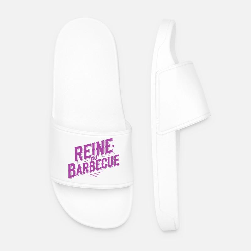 Retro Barbecue Queen Purple - Men’s Pool Sliders - white