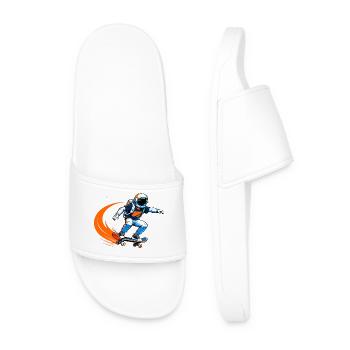 Astronaut Skateboard im Weltraum - Männer Badelatschen - Weiß - Vorne