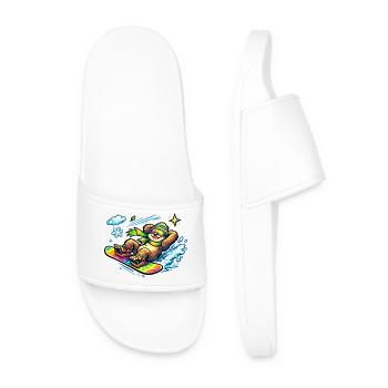 Snow Surfer Sloth - Men’s Pool Sliders - white - Front