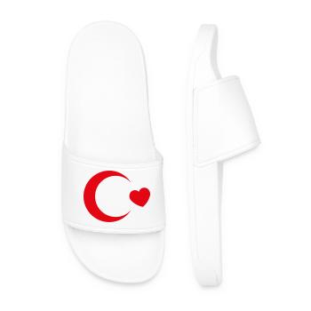 Drapeau de la Dinde en Croissant de Lune (J’adore la dinde / Rouge) - Claquettes Homme - blanc - Devant