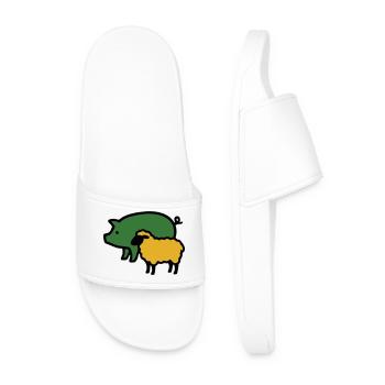 Pig Sheep Farm Icon - Men’s Pool Sliders - white - Front