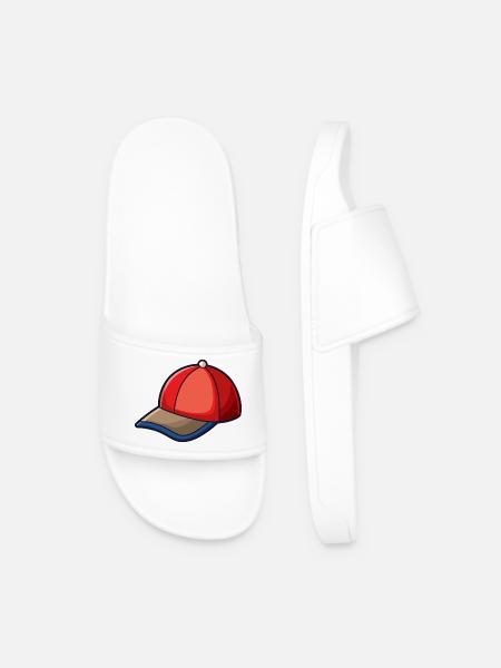Cartoon Baseball Hat - Men’s Pool Sliders - white