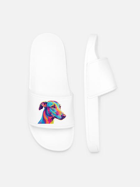 Aquarell Windhund Bunte Windhund-Kunst - Männer Badelatschen - Weiß