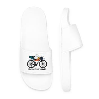 Elevation Is Just A Number Gravel Bikepacking Art - Men’s Pool Sliders - white - Front