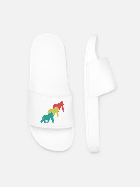 Three Monkeys Silhouettes Retro - Men’s Pool Sliders - white
