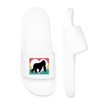 Retro Monkey Silhouette Heart - Men’s Pool Sliders - white - Front