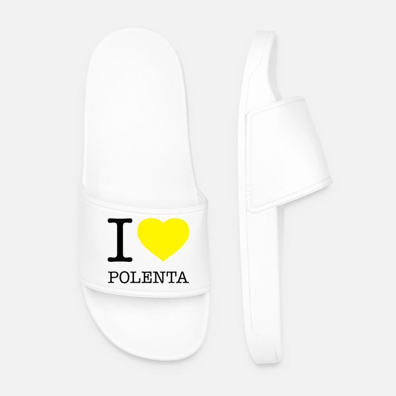 I LOVE POLENTA - Men’s Pool Sliders - white