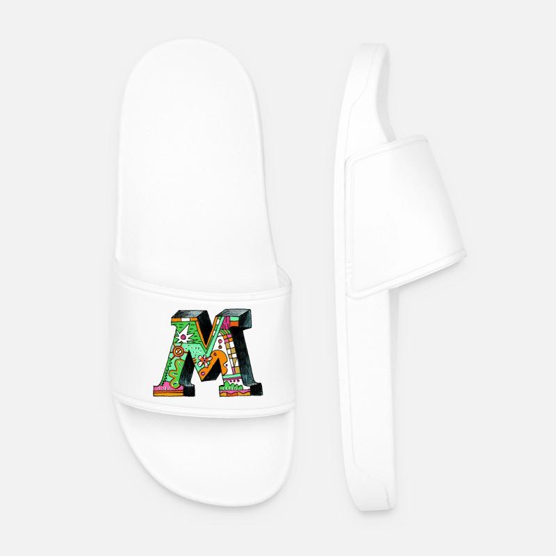 M Farbexplosion Doodle-Kunst - Männer Badelatschen - Weiß