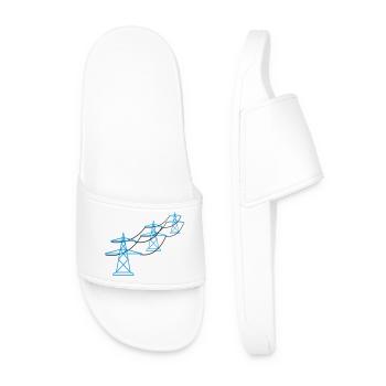 row pattern many track electricity mast power pole ele - Men’s Pool Sliders - white - Front