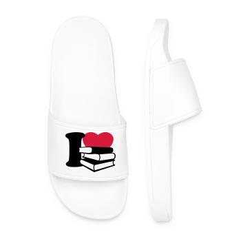 I love books - Ich liebe Bücher - Männer Badelatschen - Weiß - Vorne
