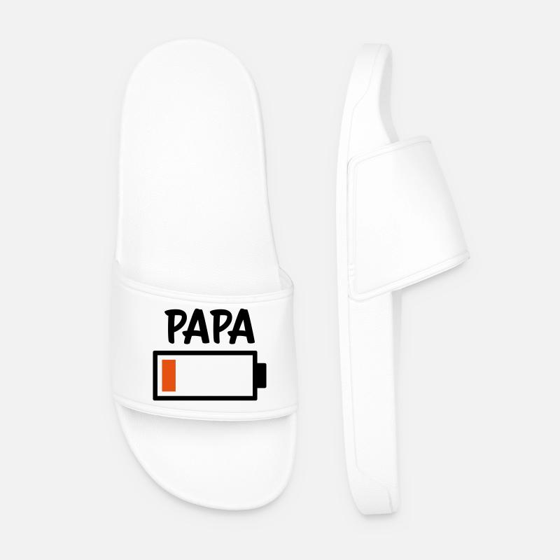 Papa - Akku leer - Männer Badelatschen - Weiß