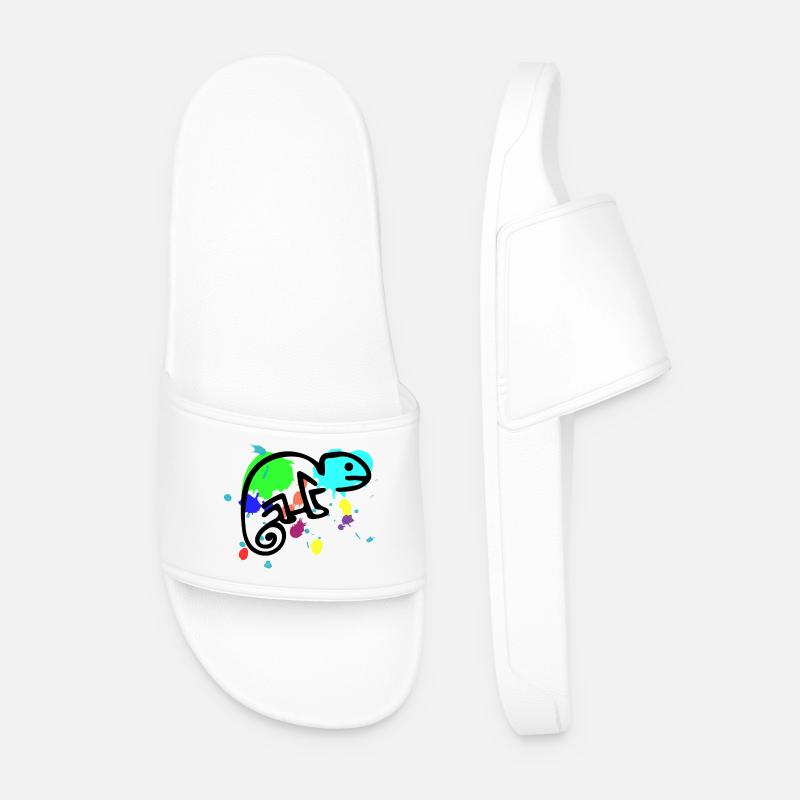 Colorful Chameleon - Men’s Pool Sliders - white