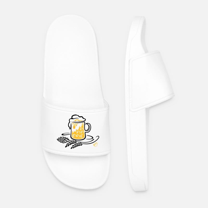 Beer Beer Mug Hops Wheat - Men’s Pool Sliders - white