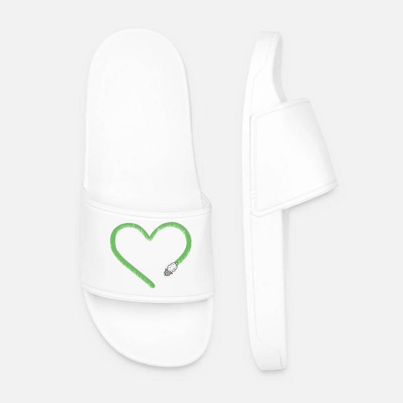 Heart Sheep I Sheep Comic - Men’s Pool Sliders - white