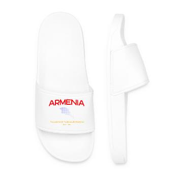 Armenia Map Script Emblem - Men’s Pool Sliders - white - Front