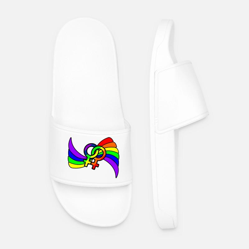 Regenbogen lesbies stolzes Logo - Männer Badelatschen - Weiß