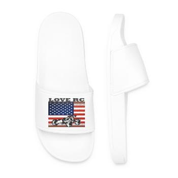 Conception de véhicules tout-terrain et drapeau américain - Claquettes Homme - blanc - Devant