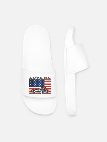 Geländewagen-Design und amerikanische Flagge - Männer Badelatschen - Weiß